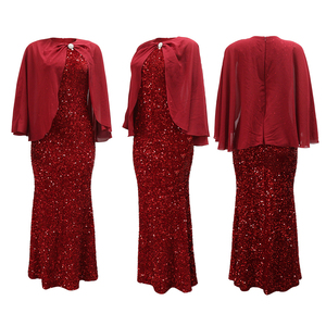 Vestido de Fiesta Elegante y Moderno para Mujer Liu Ming, Cuello en V, Manga con Volantes, Lentejuelas, Ecológico, para Cóctel, Graduación, Largo, Maxi - Product Image 5