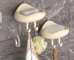 Support mural pour savon avec égouttoir, porte-savon de douche, plateau de rangement pour éponge, boîte de rangement créative à ventouse sans eau - Product Image 2