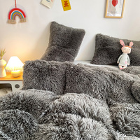 Luxe Shaggy Flanell chaud vison velours cristal velours literie couleur unie housse de couette ensembles pour l'automne hiver