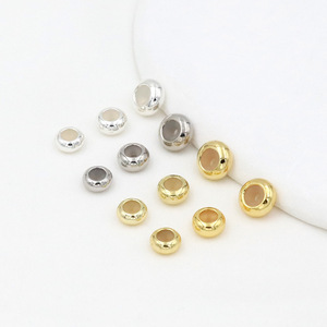 Cuentas redondas chapadas en cobre, oro de 14 quilates y plata para hacer pulseras, accesorios de joyería DIY, cuentas de abaco con pegamento SX0113 - Product Image 2
