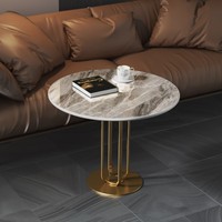 Meubles de salon au design minimaliste moderne, cadre en métal, tables basses rondes multifonctionnelles, petites tables d'appoint