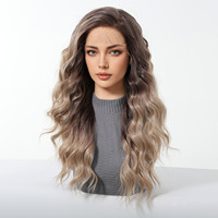Perruque nouée à la main de style européen et américain, fil de soie, 13*6 pouces, naturelle, réaliste, respirante, facile à porter, dégradé doré pour femme