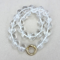 Colliers en perles de cristal blanc rondes en pierre naturelle au design simple, bijoux en cristal de quartz clair tendance pour femmes, fêtes d'anniversaire