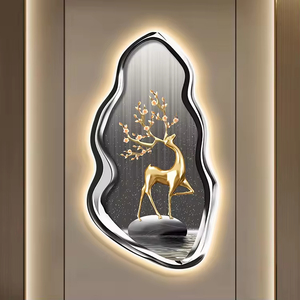 Tableau mural LED moderne de luxe avec motif de renne, <span class=keywords><strong>art</strong></span> mural créatif haut de gamme avec sensation décorative lumineuse et luxueuse - Product Image 4
