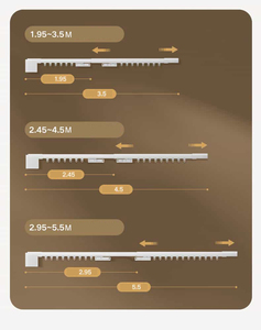 Riel de Cortina Telescópico Extensible de Aluminio con Diseño <span class=keywords><strong>Moderno</strong></span> y Forma Alargada para Uso Doméstico - Montaje en Techo, Funcionamiento Silencioso - Product Image 4