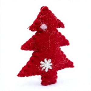 Luxury Handmade Eco-Friendly Red Wool Felt <b>Christmas</b> <b>Tree</b> Ornaments White Snowflake Decor Traditional Indoor <b>Wall</b> Hanging - Product Image 3