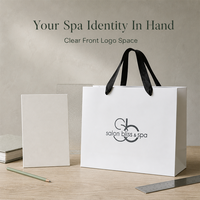 Sacola Promocional Personalizada de Luxo com Alça de Fita, Revestimento Fosco, Revestimento em Folha de Ouro, Laminada, Reciclável, Impermeável, Ecológica, Grande e Média, Branca