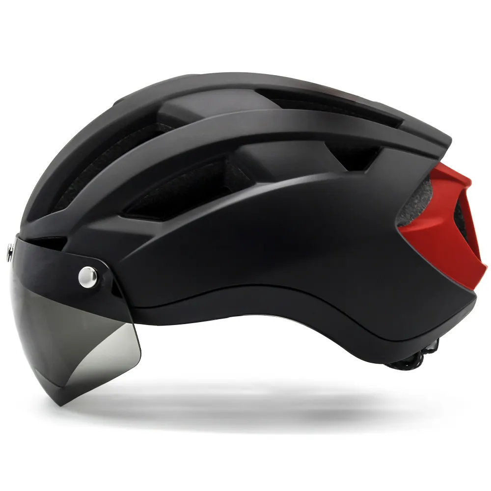 VICTGOAL Helm Sepeda Goggle Pria, Pelindung Kepala Bersepeda dengan Lampu Belakang Yang Dapat Diisi Ulang USB