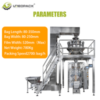 Machine automatique de remplissage et de scellage quadruple pour sachets à fond plat en film plastique, pour grains de café, noix, bonbons, snacks, granulés alimentaires