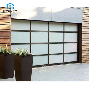 Puertas de <span class=keywords><strong>Garaje</strong></span> Dobles de Estilo Chino Moderno, Puertas <span class=keywords><strong>Seccionales</strong></span> Automáticas de Acero y Vidrio con Acabado para Villas - Product Image 2