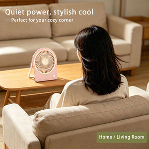 Ventilateur de bureau portable ultra-mince 1200 mAh rechargeable, angle réglable, silencieux, vert rose, pour la maison, le bureau, la voiture, les voyages - Product Image 2