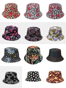 Wholesale Custom Fisherman Custom Design Logo Outdoor Printed Polyester Bucket Hat Wide Brim Sun Hats