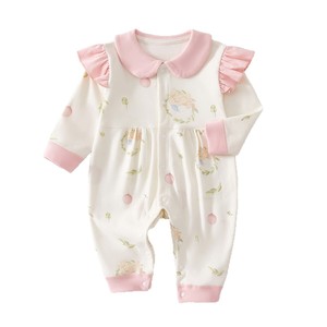 Body de algodón de manga larga para niñas con cuello rosa y volantes, ropa de primavera y otoño - Product Image 5