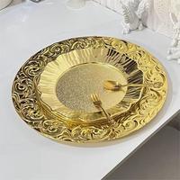 Assiettes de table rondes baroques de luxe de 13 pouces en plastique filigrane pour la fête de mariage