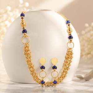Parure de collier Mala italien en argent 925, chaîne perlée multicouche avec boucles d'oreilles pour femme, cadeau de mariage ethnique - Product Image 3