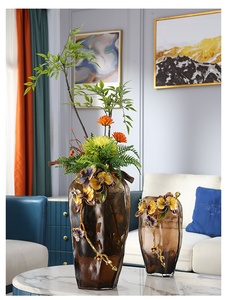 Vase en émail de luxe léger, décoration créative pour la maison, salon, entrée, ornement en métal peint à la main - Product Image 2