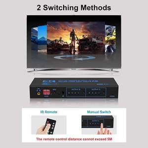 สวิตช์เมทริกซ์ <span class=keywords><strong>HDMI</strong></span> 2.0 4 เข้า 2 ออก 4K60Hz 18Gbps HDCP2.2 พร้อม <span class=keywords><strong>ARC</strong></span> Audio Extractor EDID IR Remote ตัวแยกวิดีโอ 3D HDR - Product Image 4