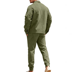 26 ชุดทำงานผู้ชายฤดูใบไม้ผลิฤดูใบไม้ร่วงลำลองเสื้อแจ็คเก็ตหนังกลับกางเกงผ้าฝ้ายผสมสวมใส่ทุกวันสไตล์ลายพราง - Product Image 2