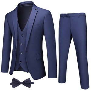 Nuovo Completo Professionale da <span class=keywords><strong>Uomo</strong></span> 2022, Blu Navy, Due Pezzi, Formale Leggero, <span class=keywords><strong>Blazer</strong></span> Tinta Unita per Affari - Product Image 1