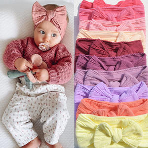 ที่คาดผมเด็กแบบนุ่มยืดหยุ่น 18 สี ลายวาฟเฟิล โบว์ใหญ่ สีพื้น สำหรับเด็กแรกเกิด-แฟชั่นอเนกประสงค์สำหรับใช้ในชีวิตประจำวัน - Product Image 1