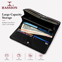 Dompet Kulit Merek Hassion Dompet Wanita Kulit Asli Desain Panjang Dompet Wanita Kapasitas Besar Dompet Mewah Desainer Wanita