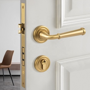 Poignée de serrure de porte de chambre à coucher intérieure moderne en laiton chromé de haute qualité européenne poignées à levier en cuivre pur pour fenêtres de villa - Product Image 1