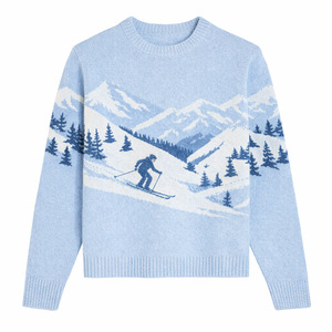 Maßgefertigter OEM ODM Herren Strickpullover Baumwoll-Strickware Jacquard-Pullover Hersteller Rundhals Langarm Strickpullover für Männer - Product Image 1