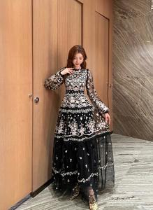 Vestido Largo Elegante Vintage para <span class=keywords><strong>Mujer</strong></span> Bettergirl, Diseño con Cinturón, Manga Larga, Casual, para Uso Diario, Primavera/Verano, Cuello Redondo, Malla - Product Image 6