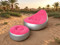 Fauteuil gonflable en PVC floqué avec repose-pieds, chaise longue inclinable portable et pliable