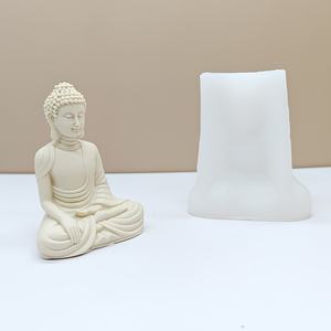 बड़े बुद्ध प्रतिमा सिलिकॉन मोल्ड, धार्मिक बुद्ध मोमबत्ती मोल्ड, सीमेंट, जिप्सम, मोल्ड, घर आंगन चाय की मेज सजावट - Product Image 5