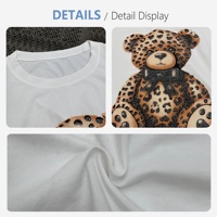 T-shirts personnalisés OEM en gros pour femmes, en coton oversize, avec motifs léopard, ours en peluche et strass, style streetwear