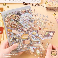 Livre de collection d'autocollants 3D style japonais, scènes miniatures de maisons, autocollants éducatifs DIY pour enfants, pour journalisation