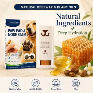 Baume pour les pattes et le nez des animaux Zourunan, stick hydratant pour les pattes de chien et de chat, soulage les pattes sèches et gercées, 15g, <span class=keywords><strong>cire</strong></span> <span class=keywords><strong>d</strong></span>'<span class=keywords><strong>abeille</strong></span> naturelle, OEM - Product Image 1