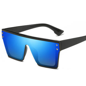Gafas de Sol Cuadradas Grandes Azules de Moda con Logotipo Personalizado, Gafas de Sol con Remaches para Hombre y Mujer - Product Image 1