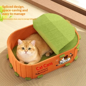 Casa para Gatos en Forma de Lata, Uso Interior, Diseño de Dibujos Animados, Para Todas las Estaciones, Cálida para Invierno, Casa Pequeña para Gatos con Rascador, Segura - Product Image 1