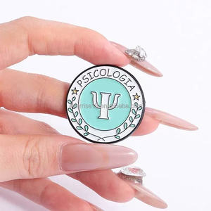 Coeur bleu psychologue symbole broche broche élégant noir Nickel métal broche impression UV pour anniversaire tenues accessoires - Product Image 6