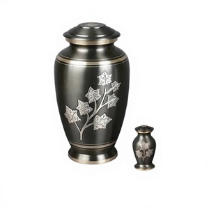 Urne funéraire gravée à fleurs blanches Urne funéraire pour cendres humaines avec sac en velours gratuit - Product Image 1