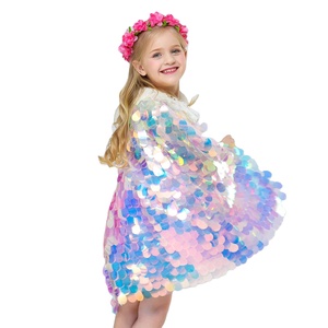 Capa de Princesa Sirena para Niñas con Lentejuelas Brillantes, Disfraz de Fantasía - Product Image 1
