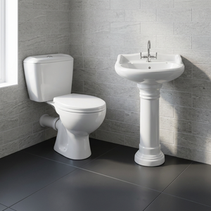 ชุดสุขภัณฑ์เซรามิกสีชมพูสำหรับห้องน้ำอ่างล้างหน้า2ชิ้นสีชมพู - Product Image 4