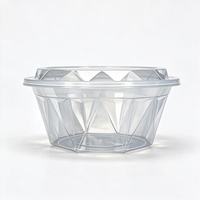 Bol Rond en Plastique Transparent Jetable à Motif Diamant 1250ml Anti-fuite Micro-ondable Sans BPA Vente en Gros pour Usage Commercial