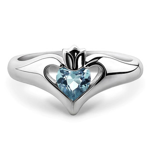 Anello Q519 a Forma di Cuore con Gemma, Argento 925 con Incastonatura a Castone, Anello di Fidanzamento per Donna, Anelli in Moissanite - Product Image 1