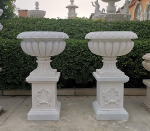 <span class=keywords><strong>Pot</strong></span> de fleurs en marbre <span class=keywords><strong>noir</strong></span> sculpté à la main, décoration intérieure, à vendre - Product Image 2