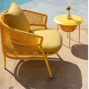 Mobilier d'extérieur au design moderne Foshan Chaises de <span class=keywords><strong>jardin</strong></span> bleu royal avec cadre en aluminium et corde à tricoter de <span class=keywords><strong>luxe</strong></span> pour villa - Product Image 4