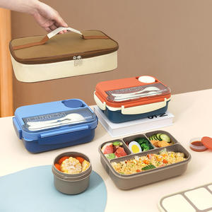 Lonchera Bento Ecológica al por Mayor con 4 Compartimentos, Portátil, de Plástico, con Contenedor de Alimentos Calentable y Bolsa para Niños y Adultos - Product Image 1