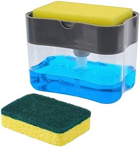 Soap Holder A627 Creative Bathroom Kitchen Soap Dispenser Box Wash Sponge Holder Pump Sponge Caddy 2 In 1 Manual Press Dish Soap Dispenser