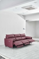 Sofá Reclinable Modular Grande y Moderno de Cuero Genuino para Sala de Estar, Tres Plazas, Extensible, con Funciones de Masaje y Refrigeración