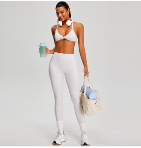Conjunto de Pantalones de Yoga Plegables de Dos Piezas con Logotipo Personalizado, <span class=keywords><strong>Top</strong></span> Deportivo para Mujer, Ropa de Gimnasio Ajustada, Talla Pequeña - Product Image 4