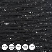 Tissu en maille froissée noire orné de paillettes |   100% polyester 145GSM pour robes de soirée, costumes de scène et tenues élégantes