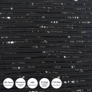 Schwarzer, geknitterter Netzstoff mit Paillettenbesatz |   100% Polyester 145GSM für Abendkleider, Bühnenkostüme & Glamouröse Kleidung - Product Image 2