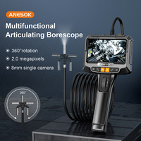 Endoscopio Industrial S10 Boroscopio Articulado de 360 Grados con Lente Única de 8.5mm y Pantalla de 5 Pulgadas para Inspección Mecánica